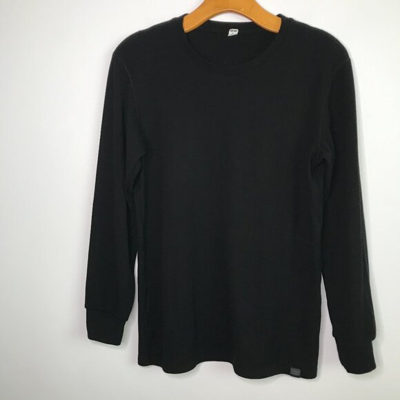 Uniqlo Heat Tech Waffle Knit Long Sleeve T Shirt Black Mens S - Picture 1 of 10